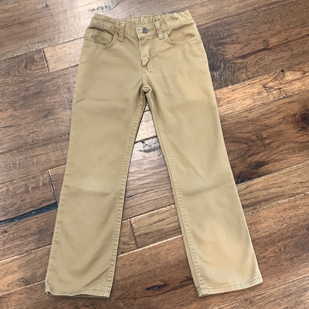 Wrangler boys tan pants, jean material, size 8 regular.